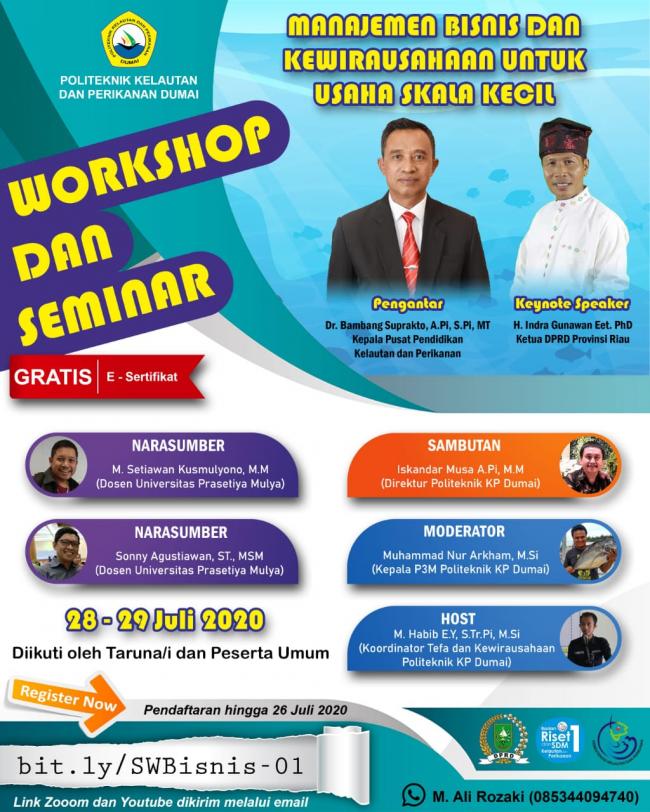 Keynote Speaker di Webinar Politeknik KKP Dumai, Dr. Bambang Suprakto dan Ketua DPRD Provinsi Riau