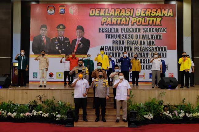 Kapolda Riau Inisiasi Deklarasi Bersama Parpol, Wujudkan Pilkada Aman Damai Ditengah Pandemi