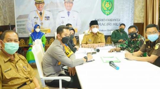 Bupati Inhil HM Wardan MP Ikuti Rakor Bersama Gubri Bahas PPKM Mikro