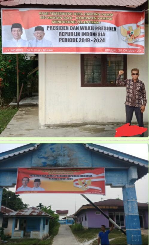 Di kecematan Salo dua desa terpasang sipanduk mendukung pelantikan Jokowi