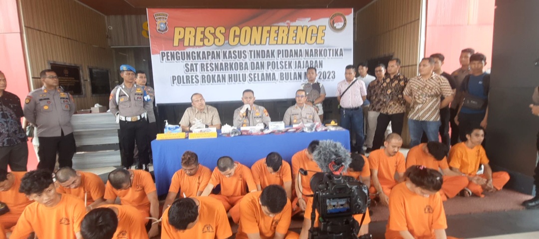 Kapolres Rohul Pimpin Press Release Pengungkapan Kasus Narkotika, Segini Jumlahnya