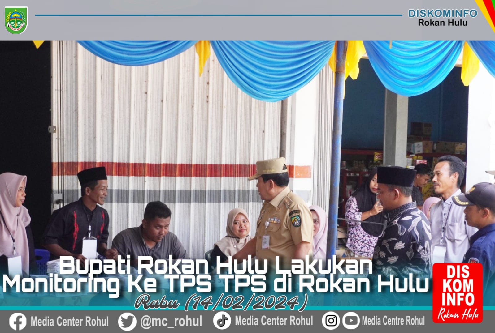 Pastikan Pemilu Berjalan Lancar, Bupati Rohul H. Sukiman Monitoring ke TPS