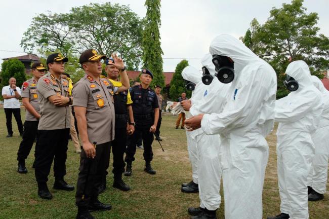 Polda Riau Gelar Apel Operasi Kontijensi Aman Nusa II (Penanganan Covid-19) Muara Takus 2020