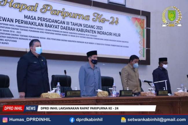 Rapat Paripurna Ke-24 DPRD Kabupaten Inhil Masa Sidang III Tahun Sidang 2021