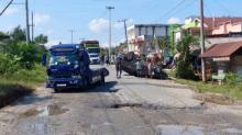 Kecelakaan di jalan lintas pasir pangaraian Rambah samo 1 orang dari 4 penumpang Luka berat