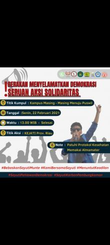 Tuntut Rekannya Dibebaskan, Besok 9 Perguruan Tinggi Kepung Kejati Riau