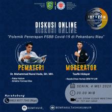 Bersama Pakar Hukum, Aktivis & Mahasiswa UIR, "Diskusi Online" Polemik Penerapan PBB Covid-19