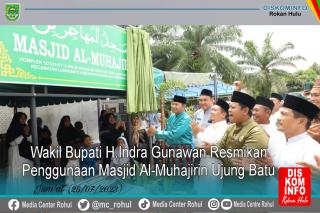 Resmikan Masjid Al Muhajirin, Wabup Indra Gunawan Ajak Masyarakat Memakmurkan Masjid